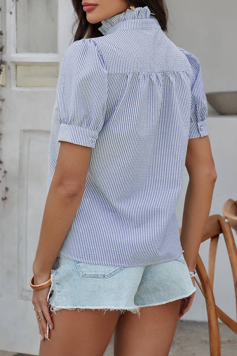 CWTBLS1579_CASUAL SOLID COLOR BUTTON-DOWN SHORTSLEEVED SHIRT