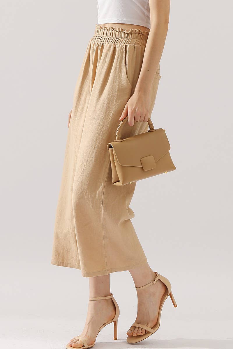 CWBLP416_EASY PULL ON LINEN CAPRIS PANTS WITH SIDE POCKET