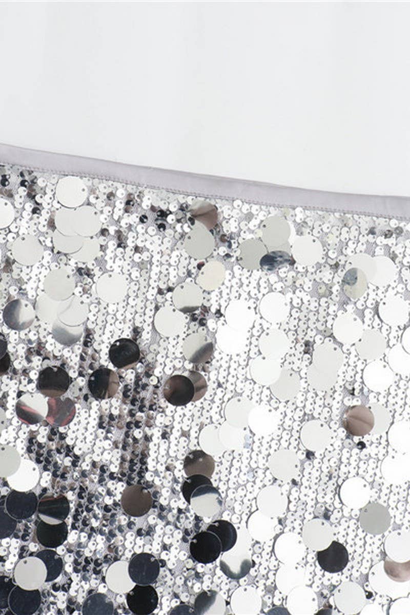 CWBSS0331_HIGH WAISTED HIP HUGGING SEQUINED MINI SKIRT
