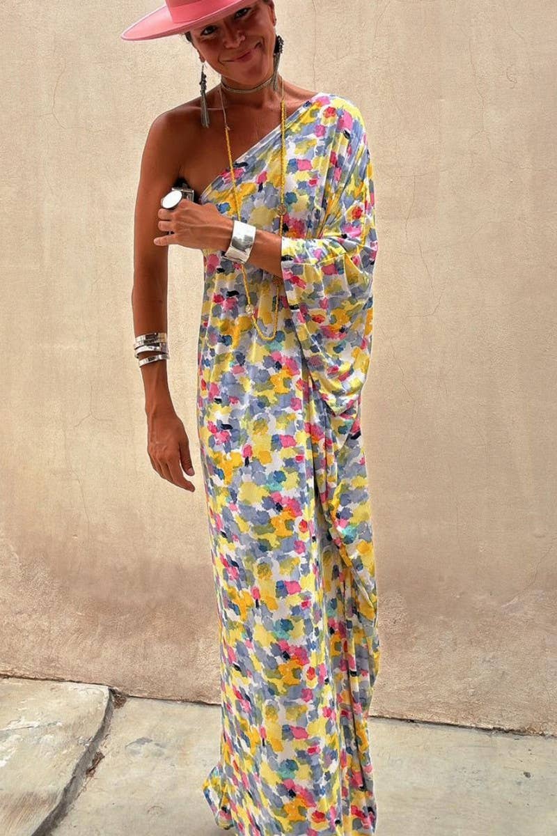 CWDMD5860_PRINTED OFF-SHOULDER LOOSE DRESS