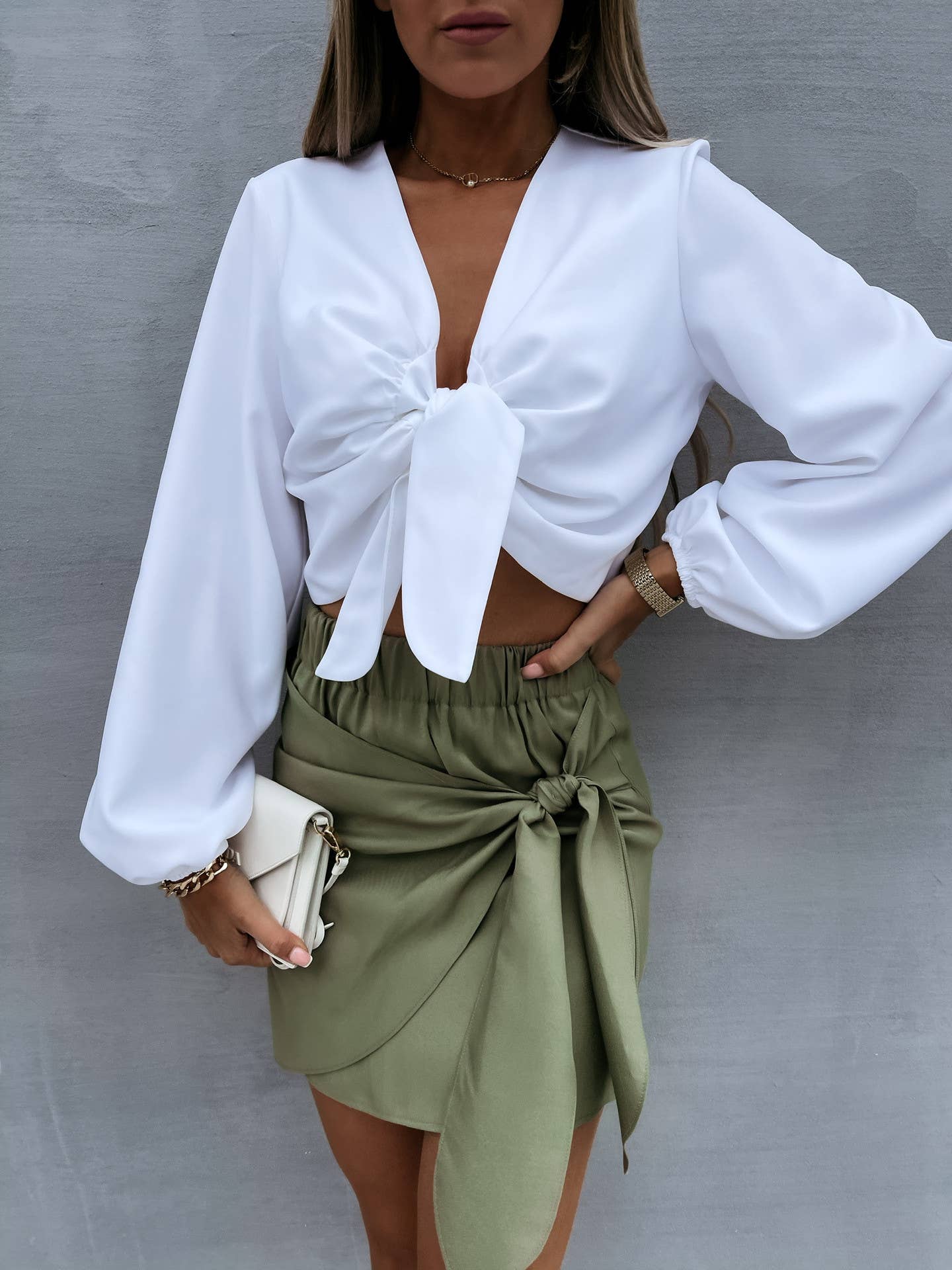 CASUAL DESIGN LACE-UP SOLID COLOR SHORT SKIRT