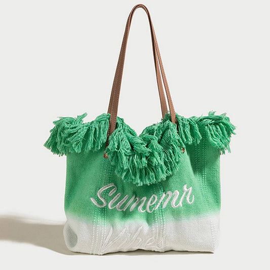 WOMEN MONOGRAM TASSEL BEACH BAG TOTE BAG_CWAB1905