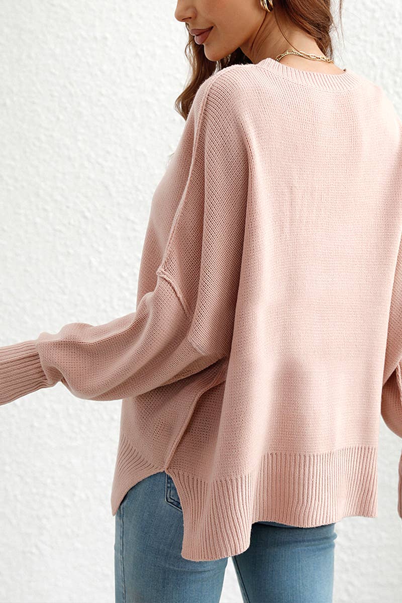 CWOSWL610 Oversized Long Sleeve Crew Neck Pullover Sweater