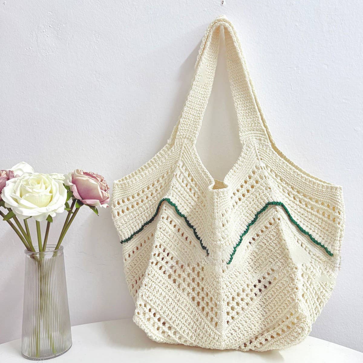 CUAB00327_2025 BOHO STRAW TOTE BAG LARGE BEACH VACATION