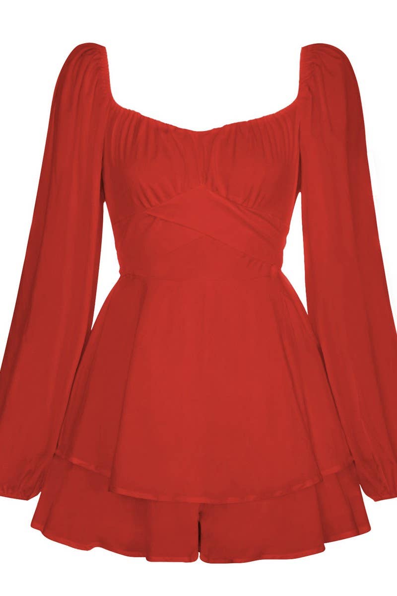 CWSBSL0169_SOLID COLOR FASHIONABLE RUFFLED CASUAL JUMPSUIT