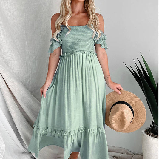 Backless long cable top top swing dress