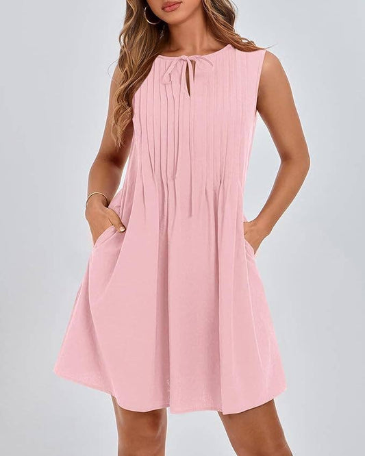 Fashionable short sleeveless vacation dress