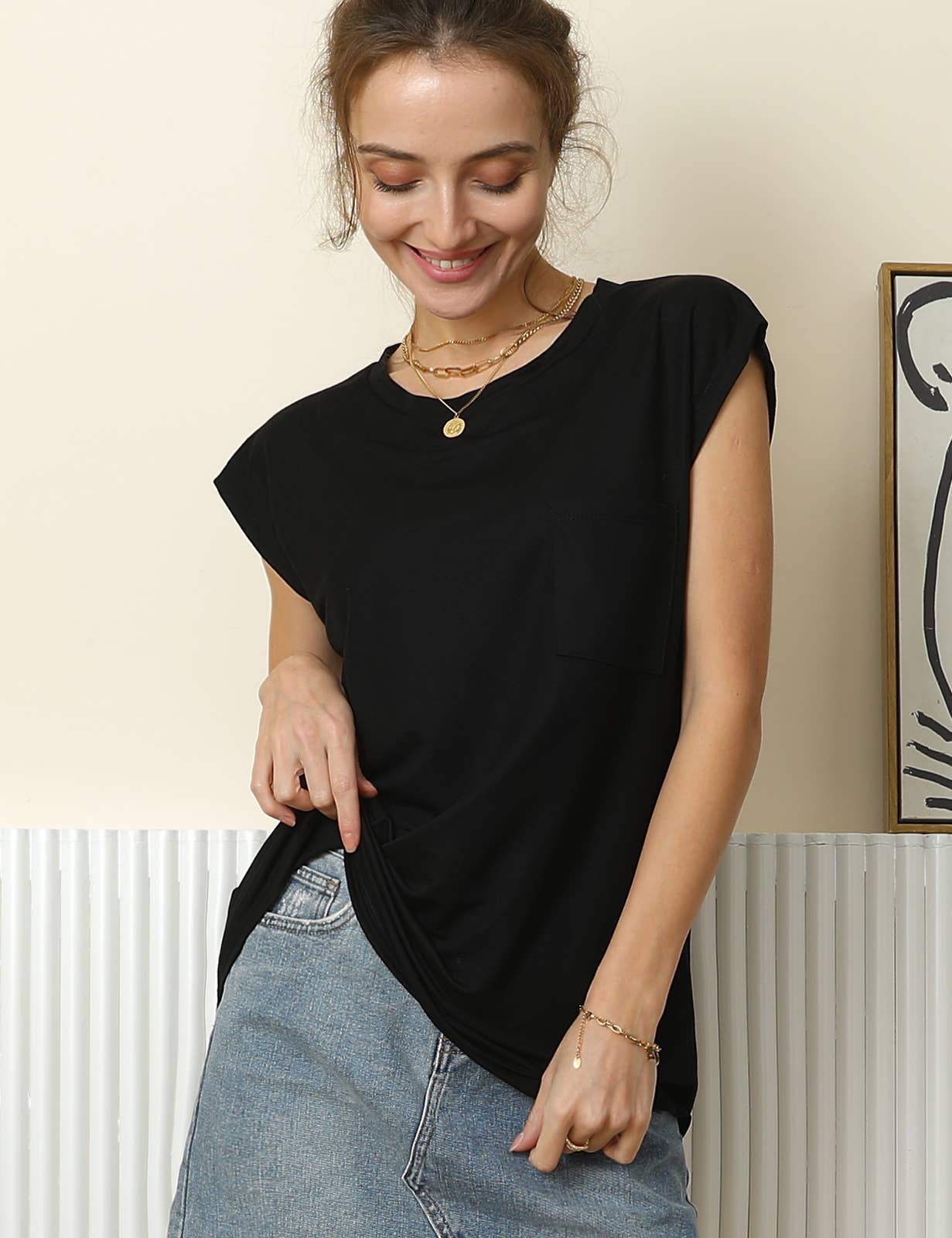 CWTTSL198_Round neck Sleeveless Knit Top