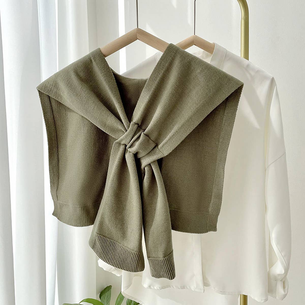 Solid Color Knitted Knotted Shawl??œCasual & Cozy _CWASC0757