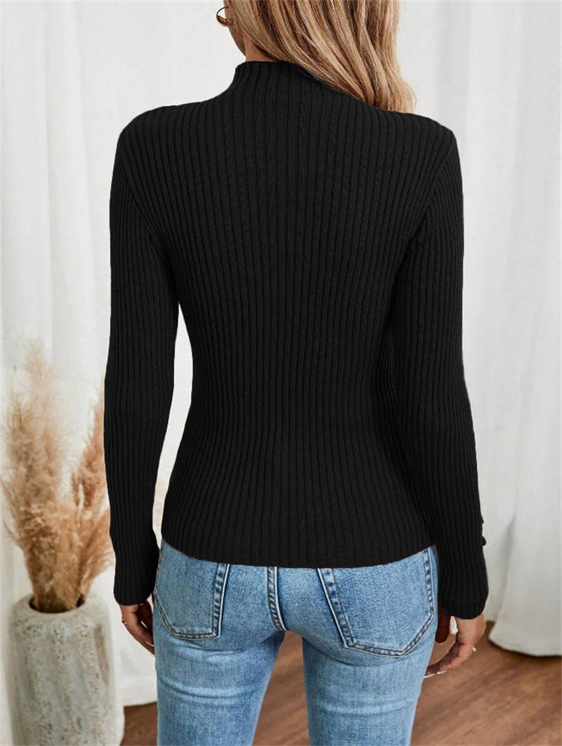 Button long-sleeved knitted base layer top