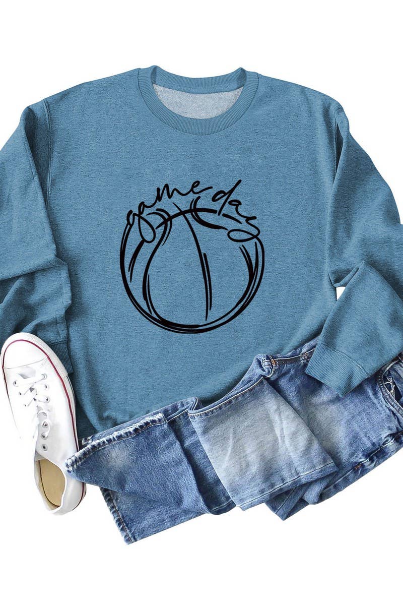 CWTTL0999_WOMEN GAME DAY PRINTING PULLOVER TEE T SHIRTS