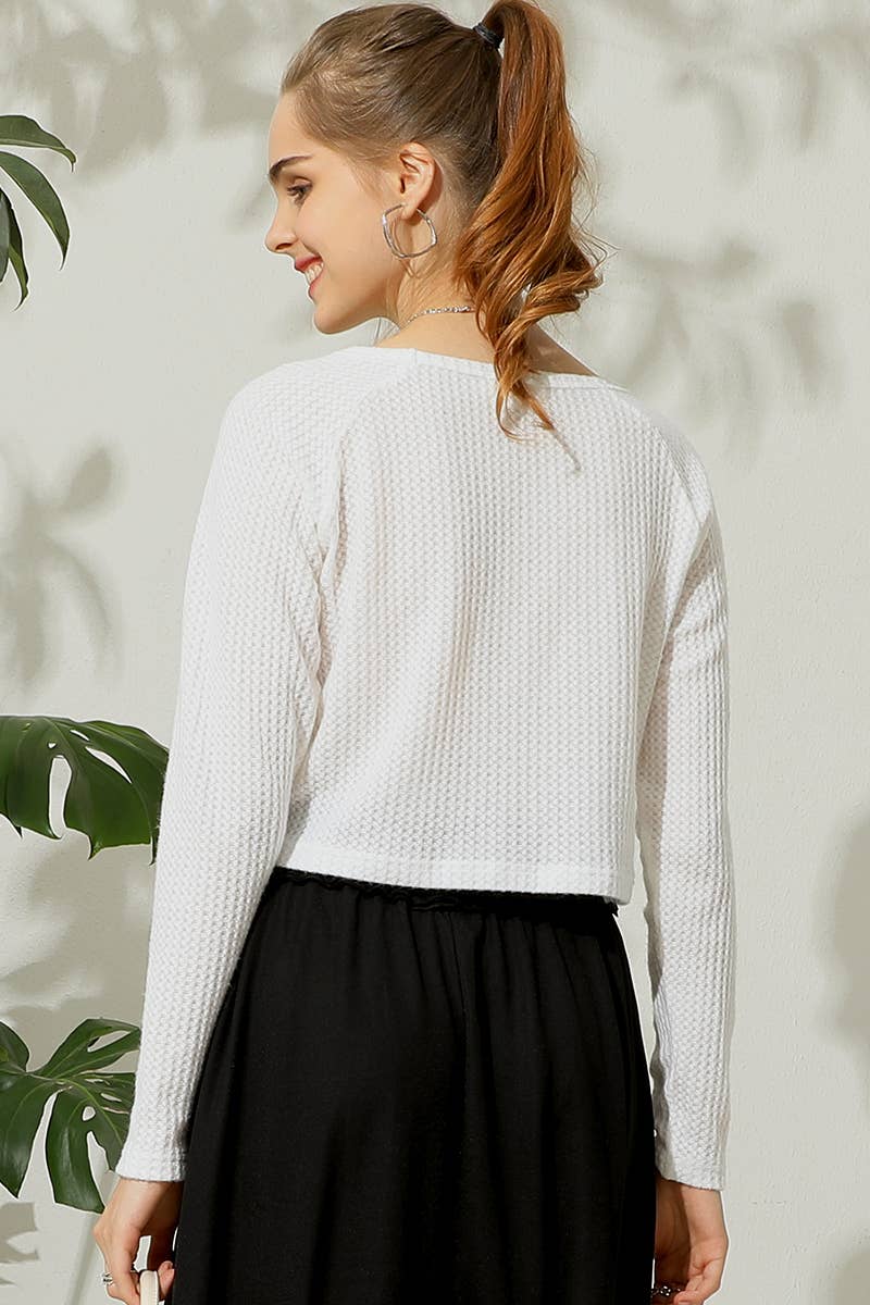 CWTTL1485_Casual Round Neck Loose Fit Long Sleeve Tops