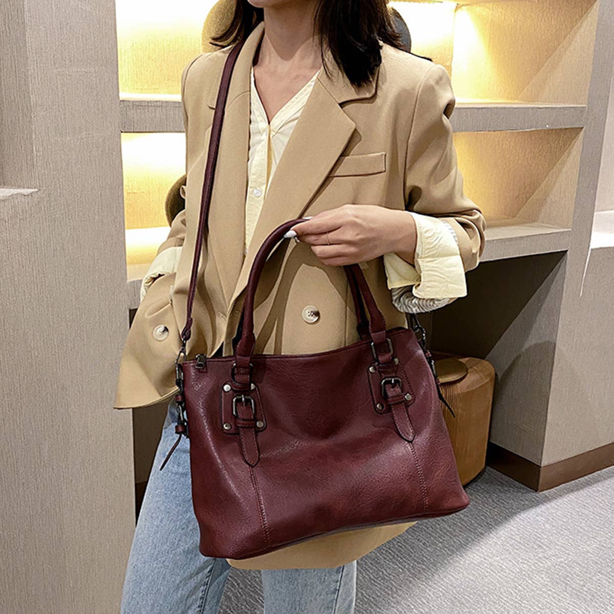 CWAB4840_RETRO LARGE CAPACITY CROSSBODY SHOULDER BAG