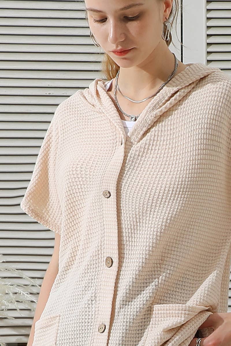 CWTTS665_BOTTON DOWN HODDIE TOP CADIGAN WITH FRONT POCKETS