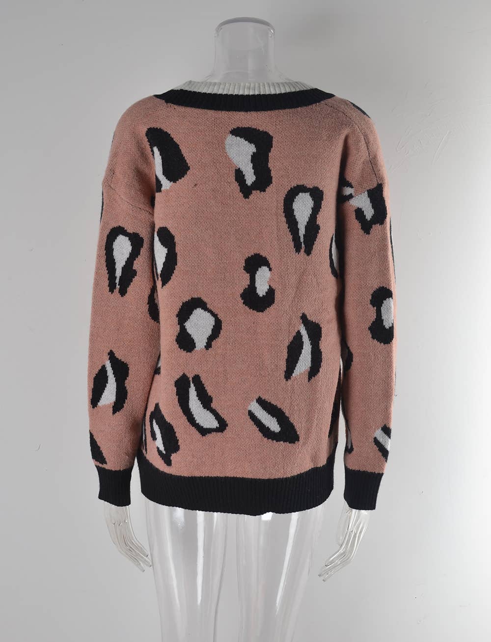 BUTTON LARGE PERSONALITY FASHION LEOPARD CARDIGAN