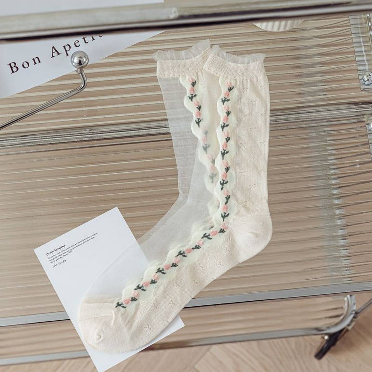 WOMEN TRANSPARENT CRYSTAL GLASS STOCKINGS