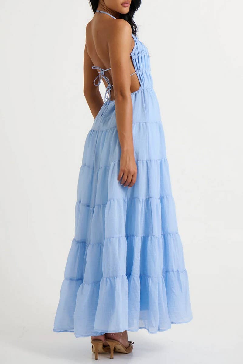 CWDHL0883_SEXY HOLIDAY CASUAL HALTER NECK DRESS