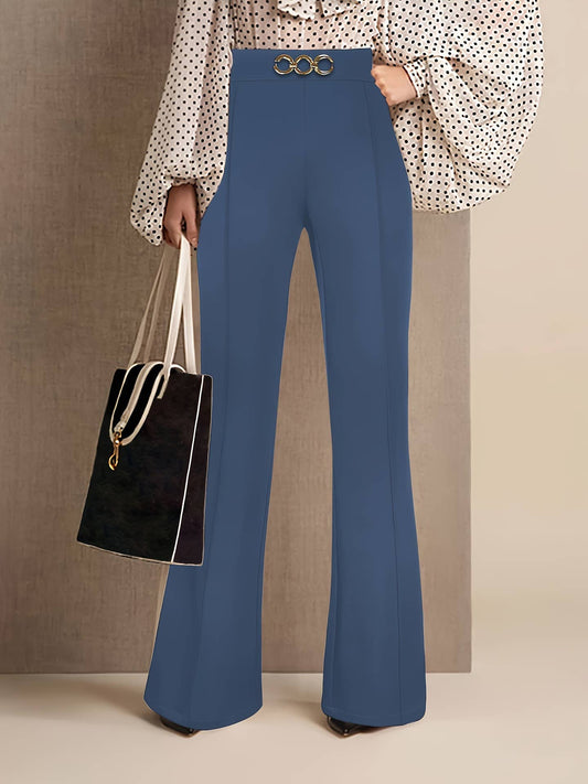 Elegant solid-color fashionable flared pants