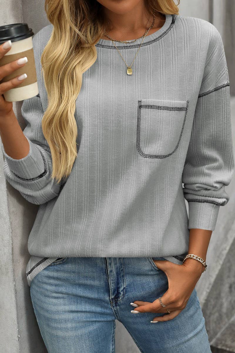 CWOSWL6851_SOLID COLOR ROUND NECK CASUAL LOOSE T-SHIRT