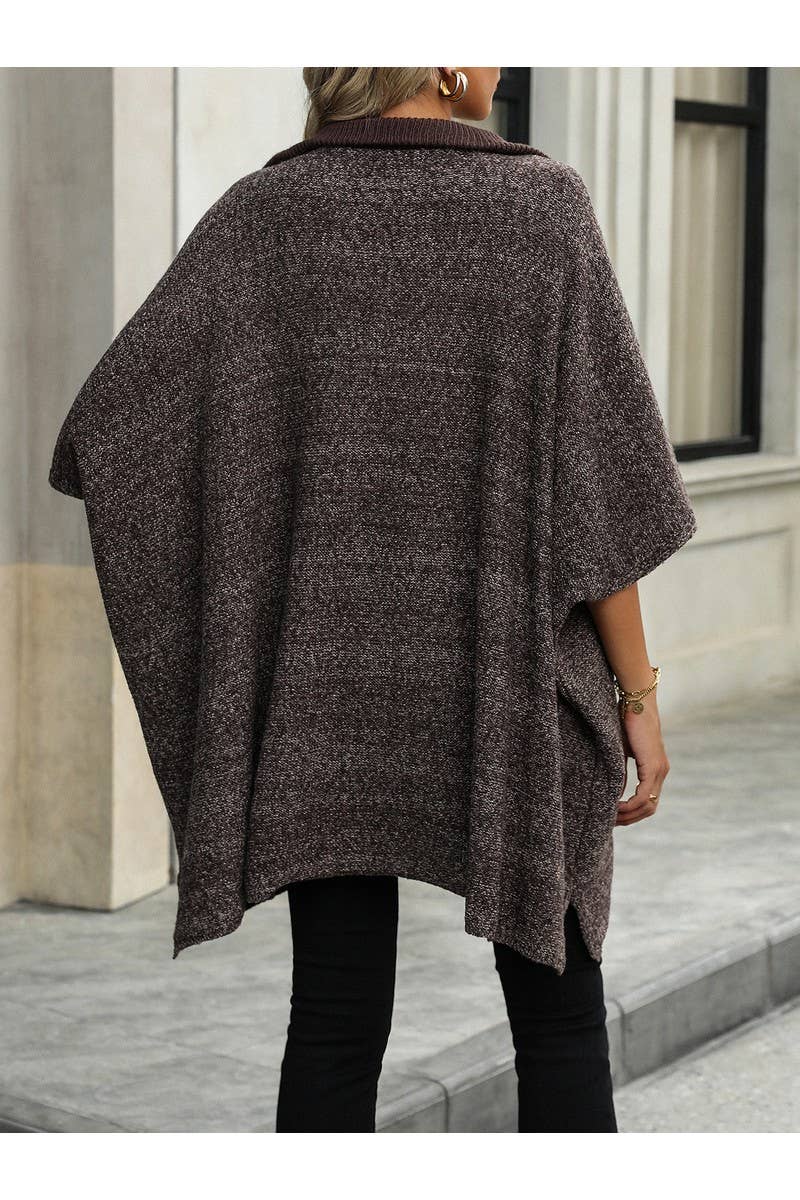 CWOSWS0082_Long Lapel Bat Sleeve Knit Zip Up Sweater