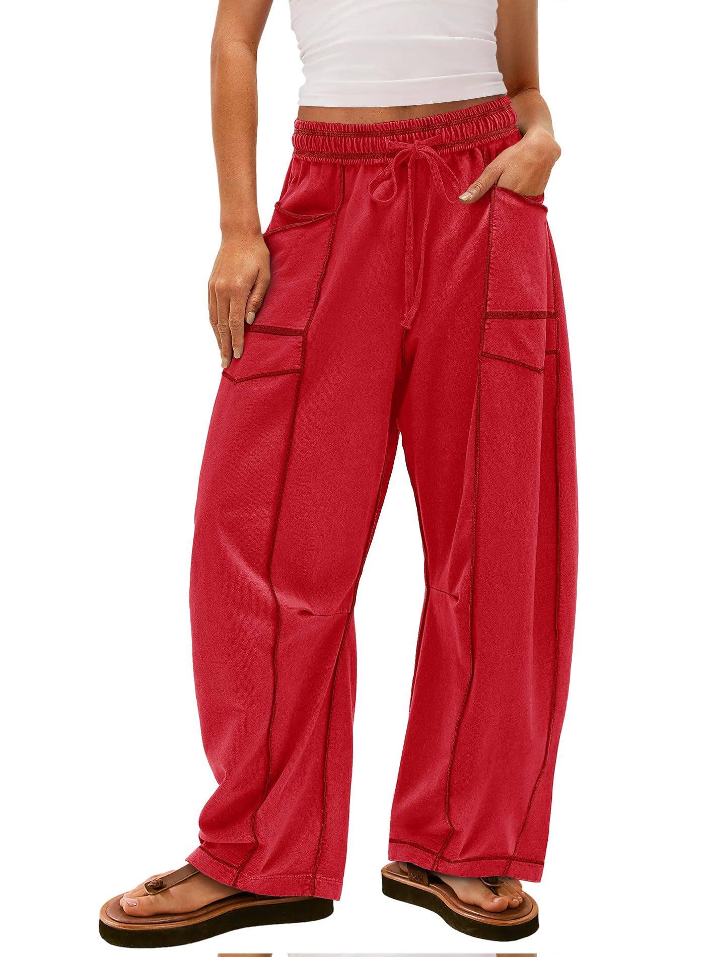 Casual stretched-waist drawstring sweatpants