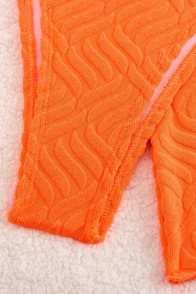 CWMW0873_SOLID COLOR BIKINI THREE PIECE SET