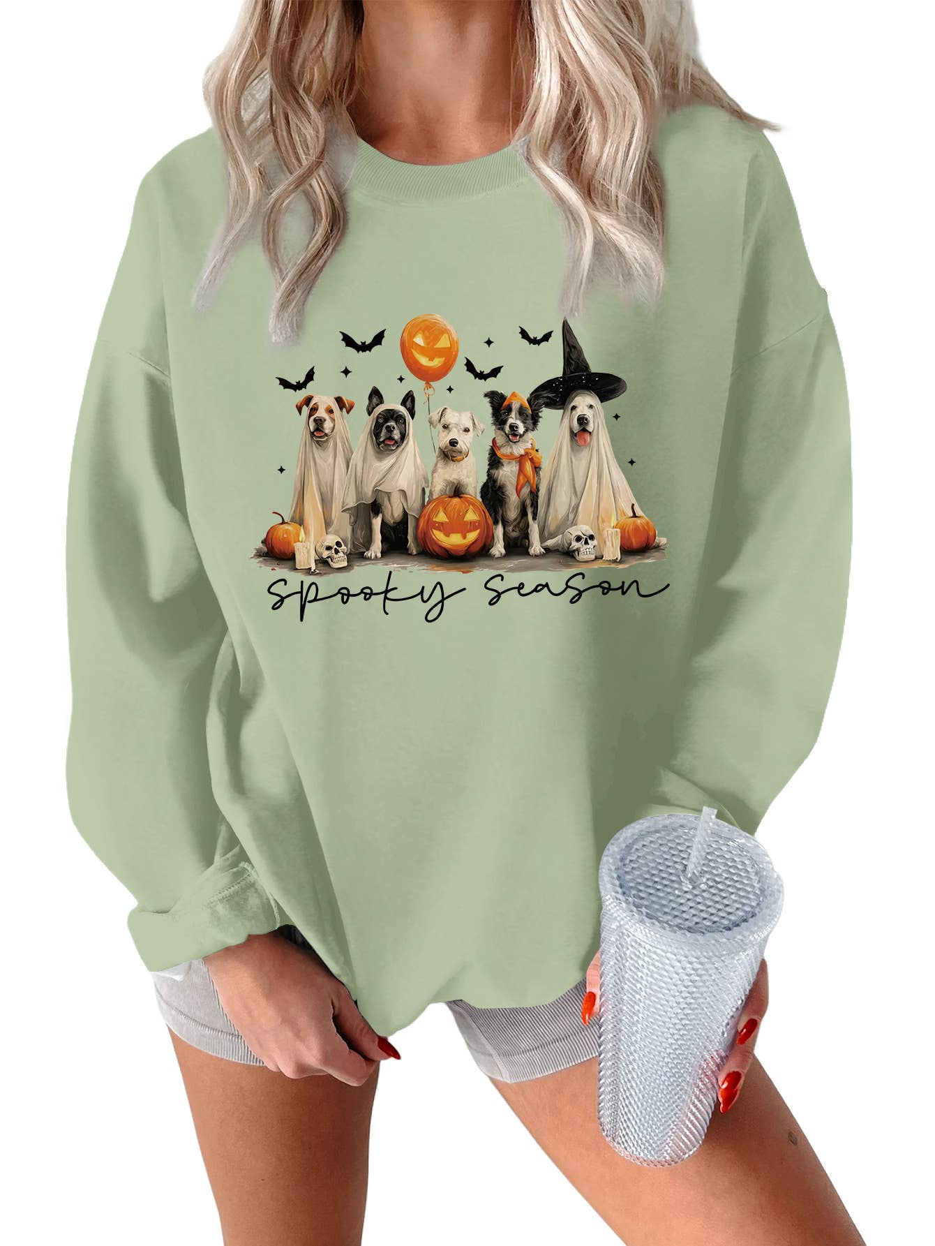 Cute and fun Halloween printed thick warm hoodie