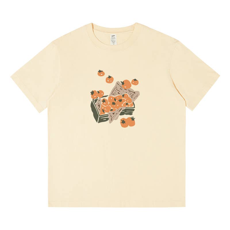 CWTTS0959_TOMATO PRINT CASUAL LOOSE SHORT SLEEVE T SHIRT