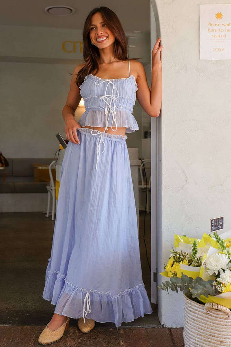 CWSS1224_BOW TIE CAMI TOP & RUCHED FAIRY SKIRT SET