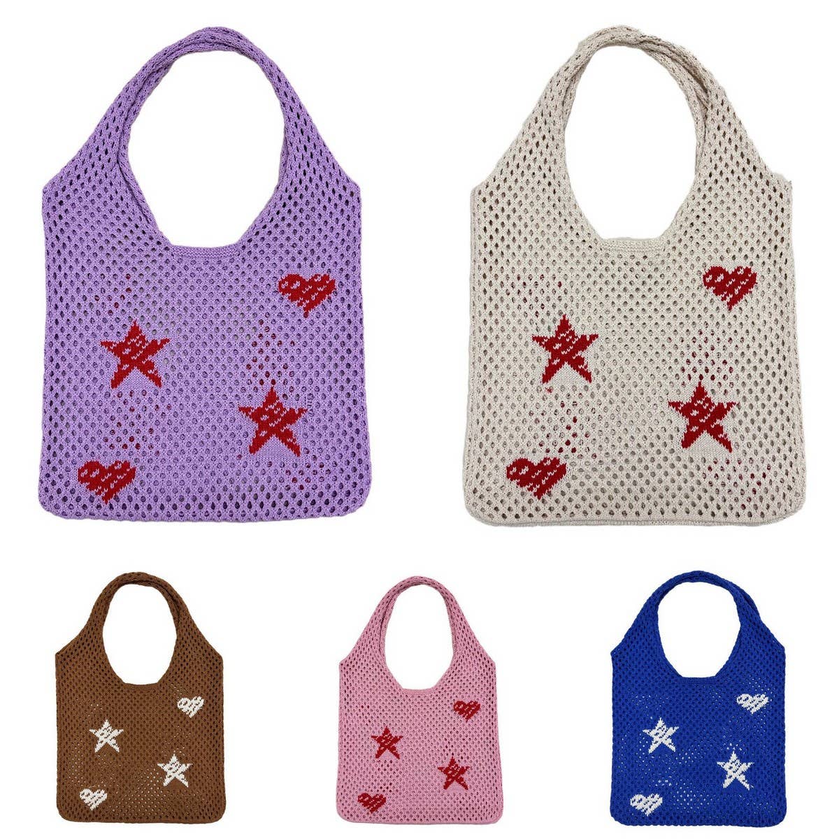CWAB1957_LOVE STAR PRINTED KNITTED BAG