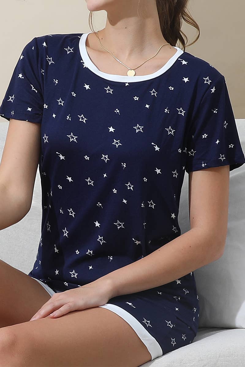 CWSPJ031-P_SHORT SLEEVE TOP WITH SHORTS PAJAMA SET