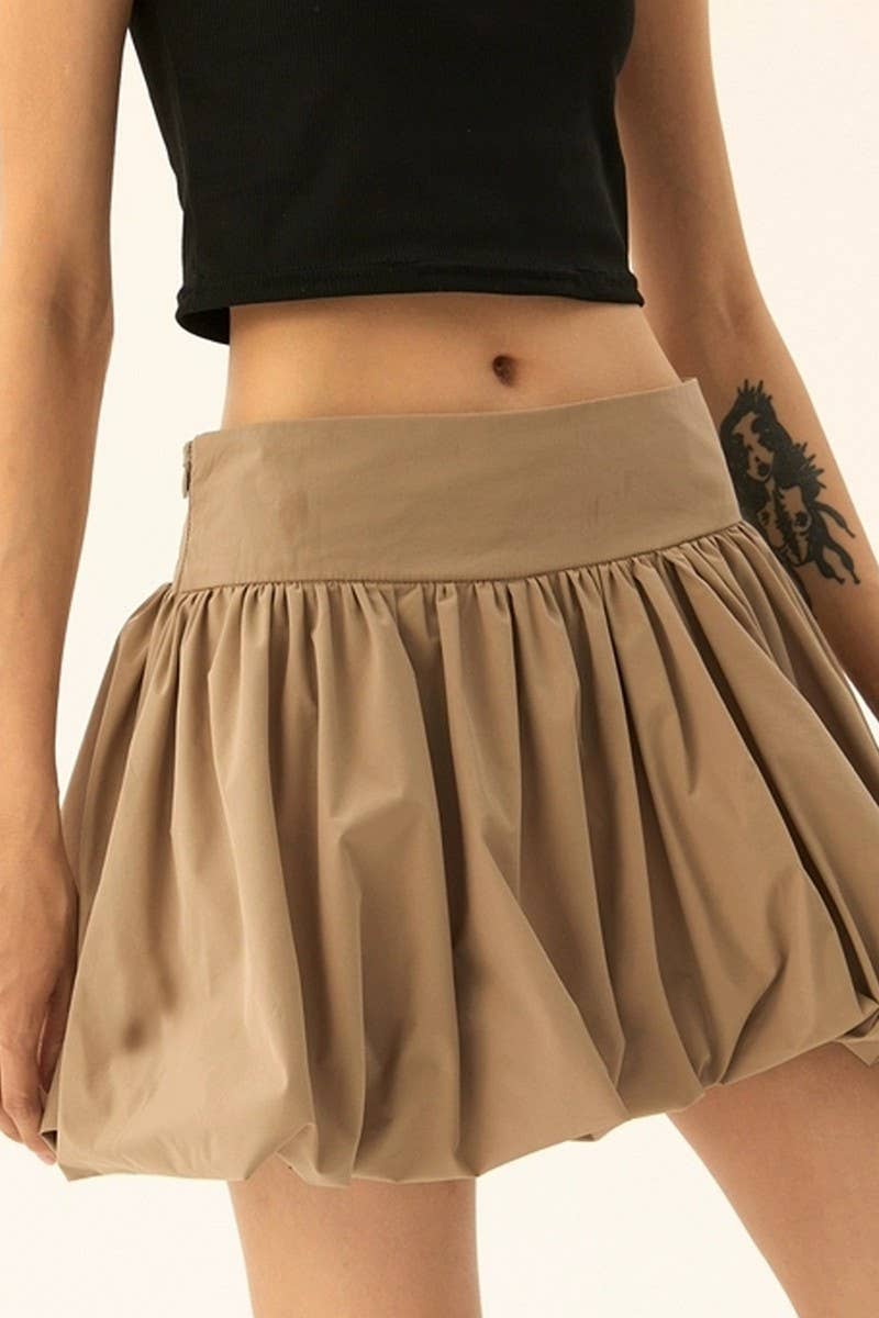 CWBSS0335_SOLID COLOR FLOWER BUD SHORT PUFFY SKIRT