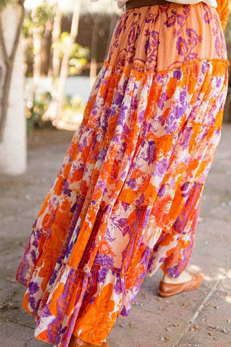 CWBLS0674_BOHO FLORAL RUFFLE HEM FLOWY MAXI SKIRT