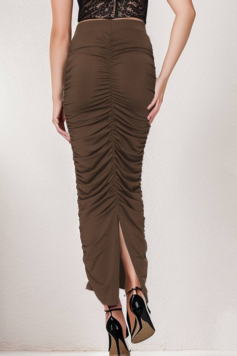 CWBLS0428_SPRING SUMMER HIGH-WAISTED RUCHED MIDI SKIRT