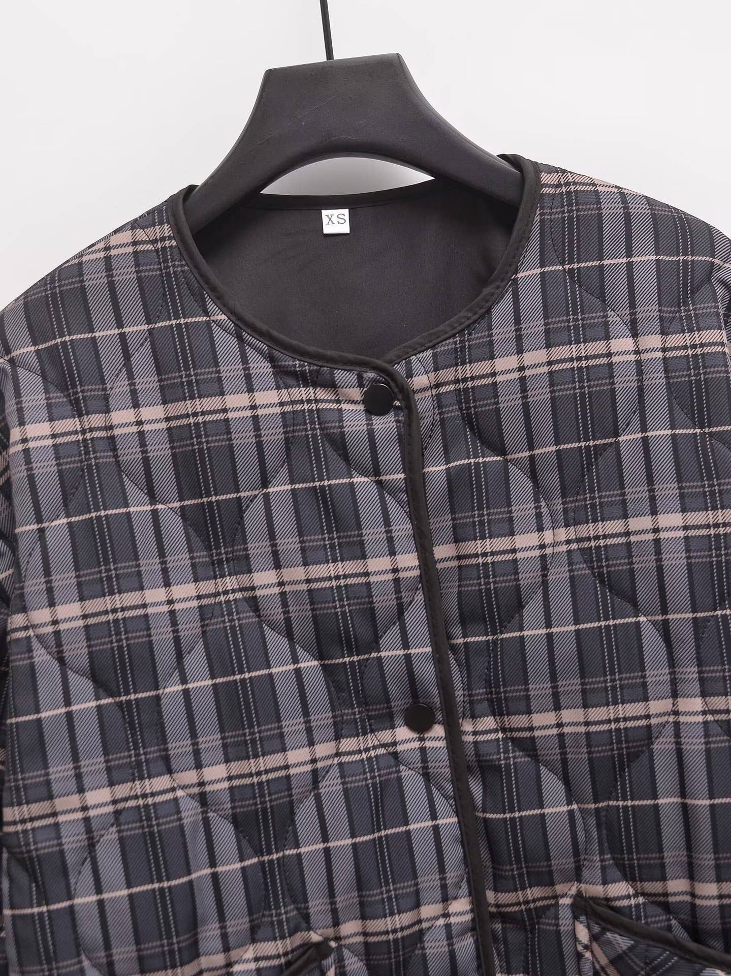 CREW NECK PLAID LIGHTWEIGHT COTTON JACKET
