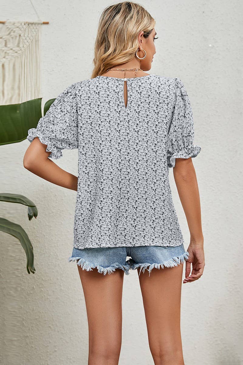 CWTSTS0365_FLORAL LOOSE ROUND NECK PULLOVER SHORTSLEEVE