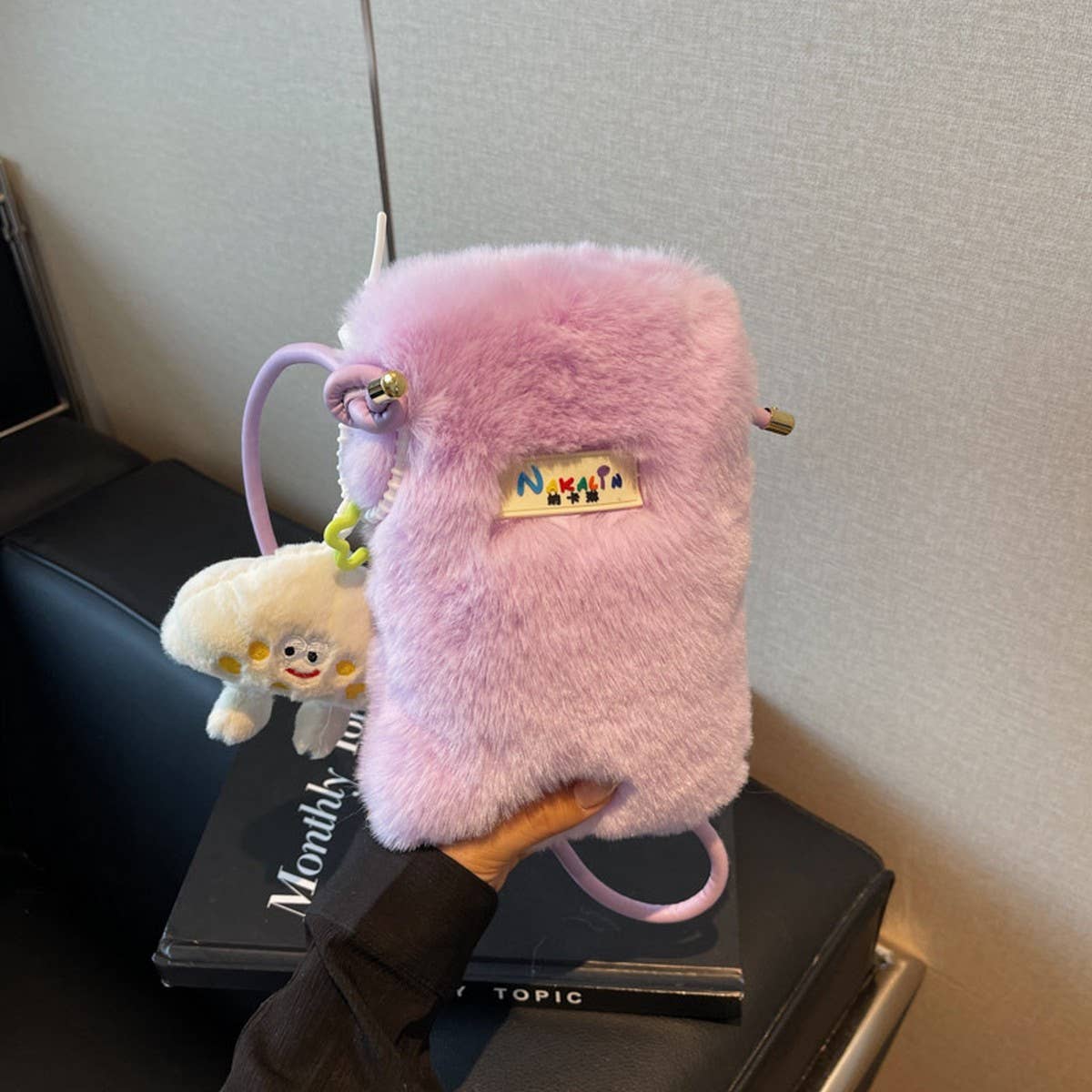 WINTER IMITATION REX RABBIT FUR SHOULDER PLUSH BAG_CWAB3960