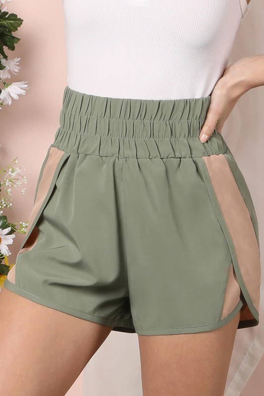 CWBSP143_High Waistband Comfy Shorts with Contrast Detail