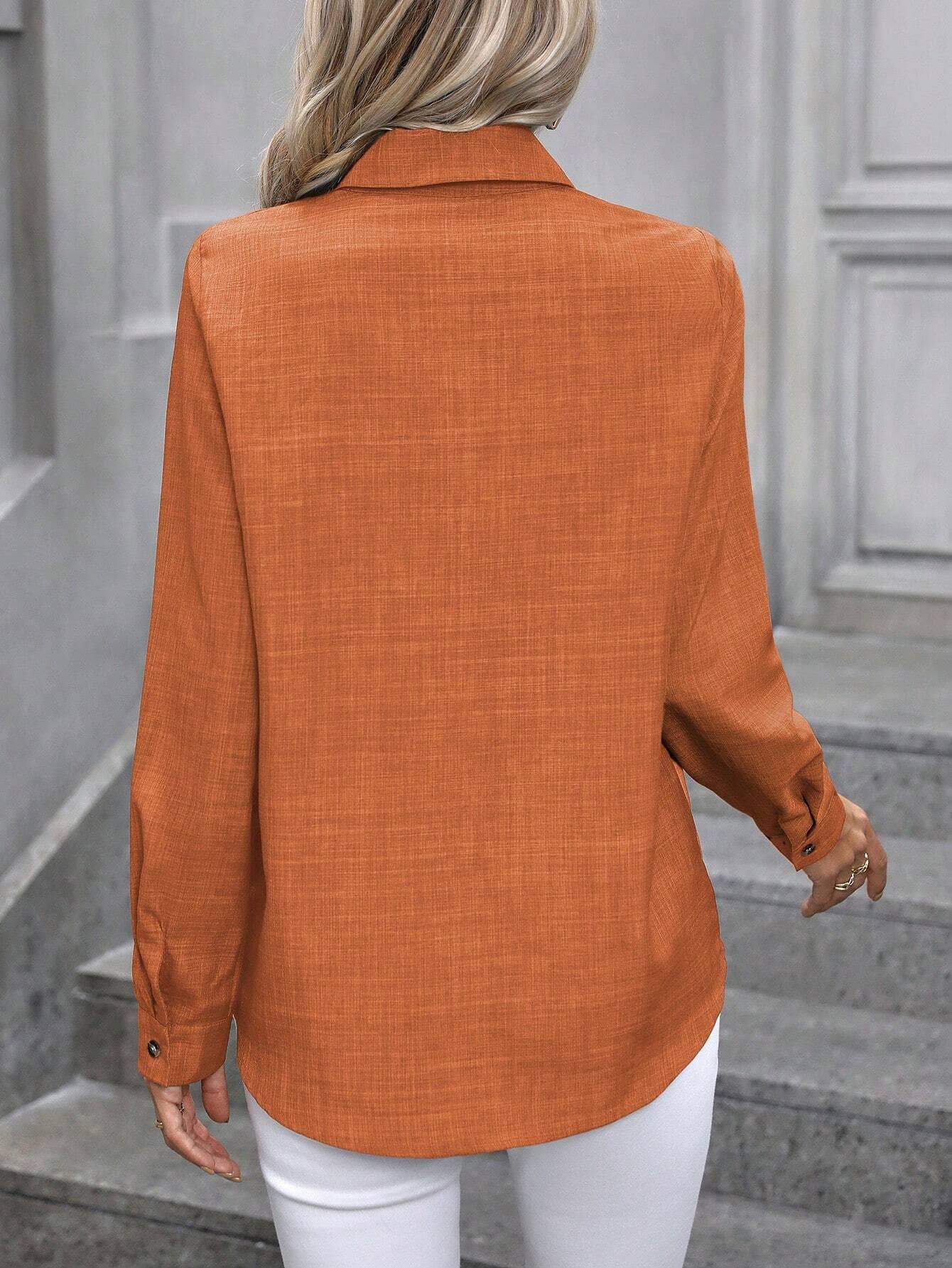 Casual single-breasted long-sleeved lapel shirt