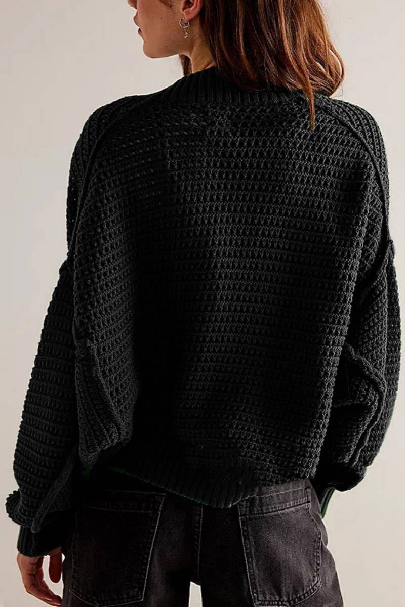 CWOCAL1837_AUTUMN BAT-SLEEVED LONG-SLEEVED CARDIGAN