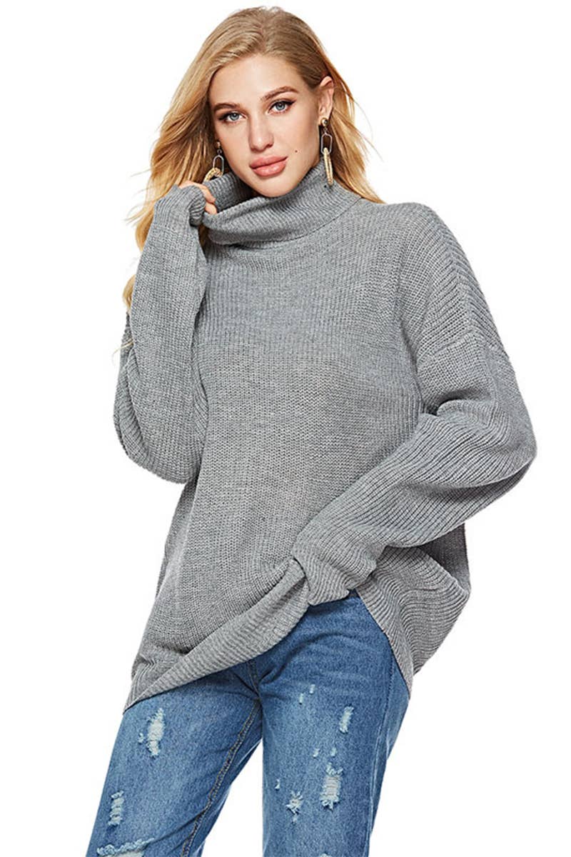 CWTSTL2701_CASUAL STRIPED TURTLENECK KNIT SWEATER
