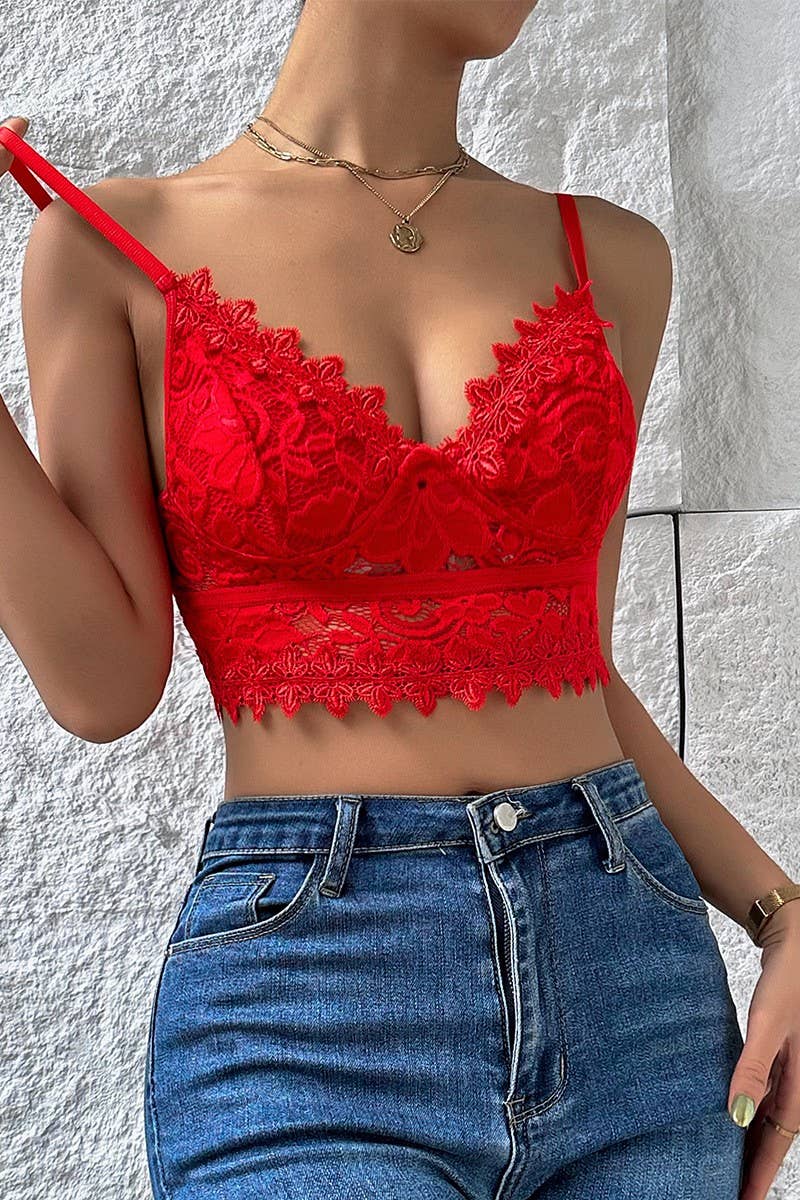 CWTTK0400_DEEP V-NECK  LACE SEXY TANK TOP