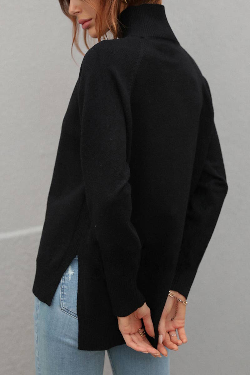 CWOSWL612 Turtle Neck Pullover With Side Slit Sweater