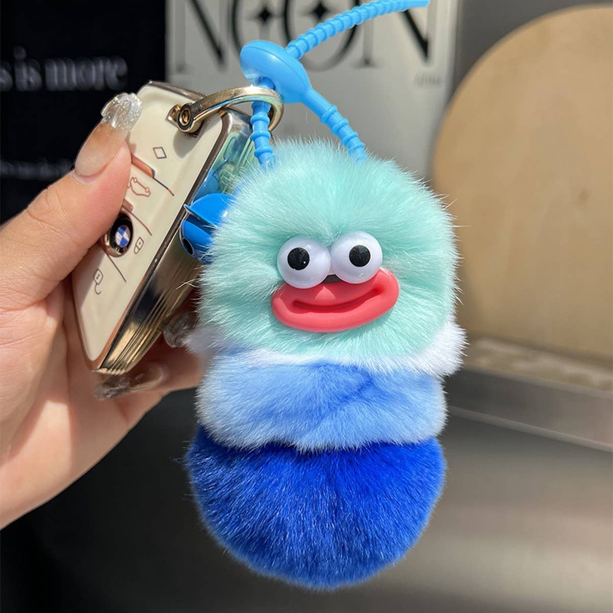 CUTE CATERPILLAR CAR KEYCHAIN PENDANT PLUSH DOLL