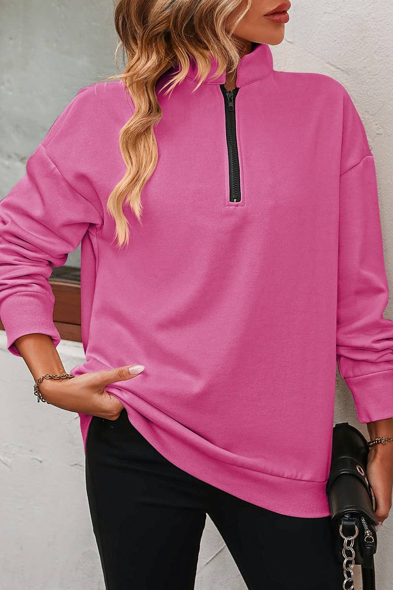 CWTBLL1833_HALF-ZIP LONG-SLEEVED PULLOVER SWEATSHIRT