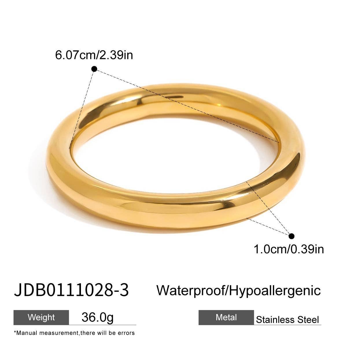 Elegant Gold Tone Round Bangle, Titanium Steel
