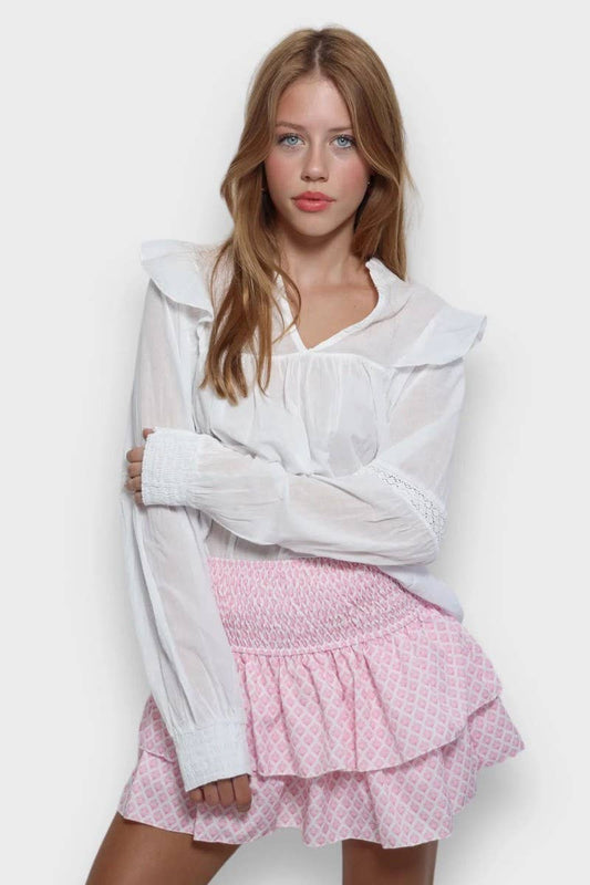 CWBSS0339_CASUAL STRIPED PRINT CAKE SKIRT