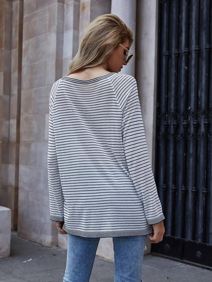 CWOSWL1153_Long Sleeve Round Neck Pullover Striped Sweater