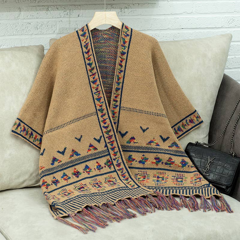 Casual loose jacquard cape cape coat