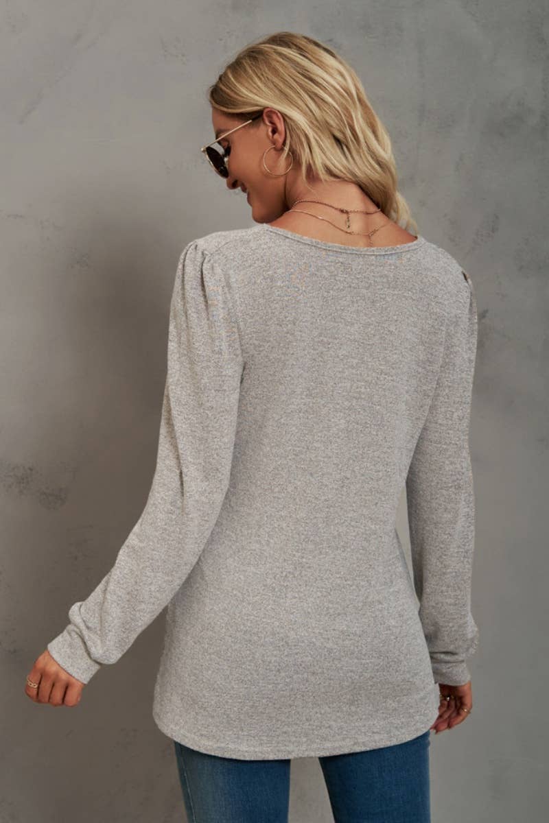 CWTBLL2708_AUTUMN CASUAL SQUARE NECK LONG SLEEVE TOP